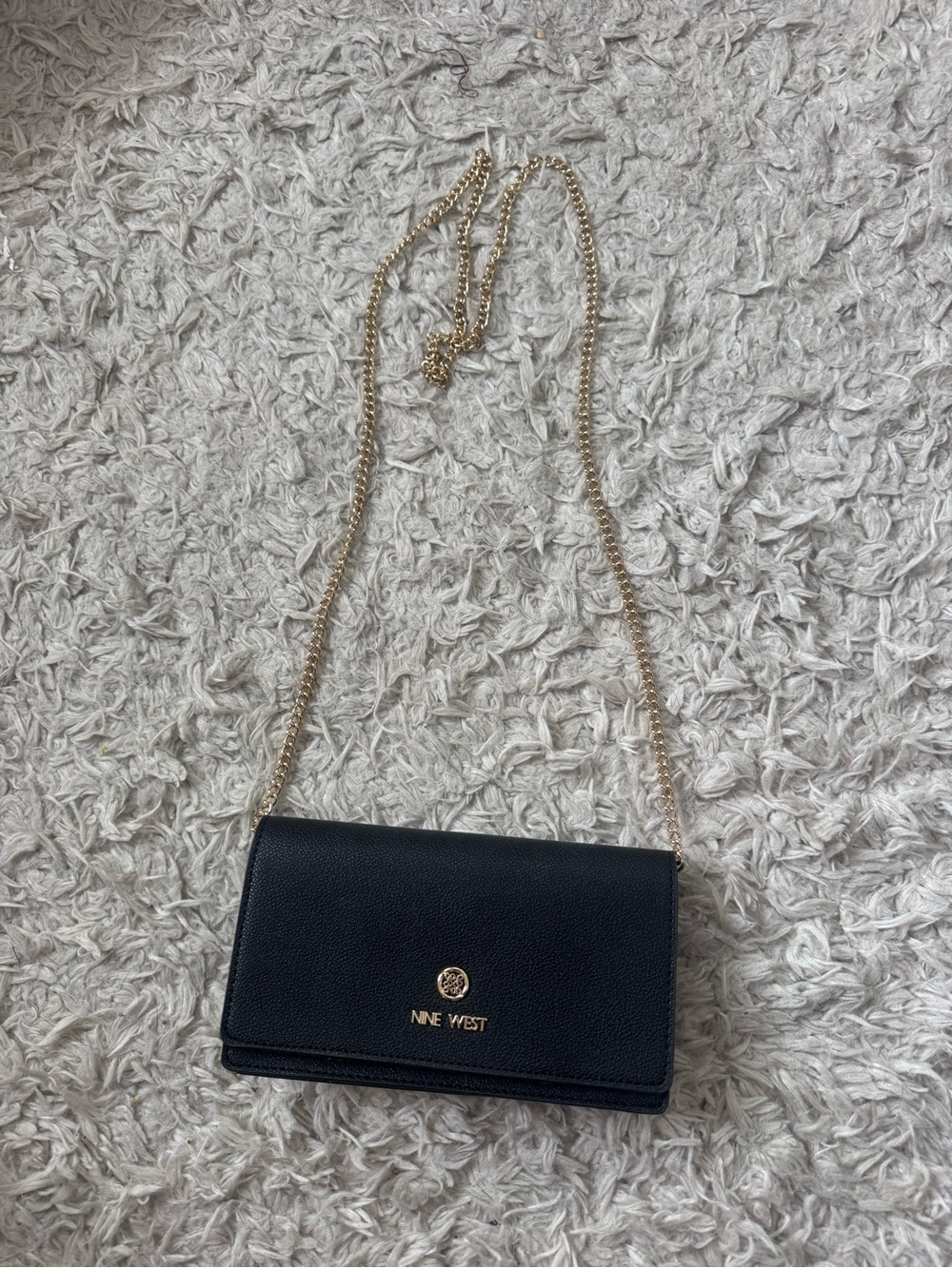 Nine West Black Crossbody Wallet with Gold Chain